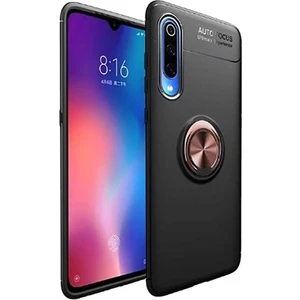 Tekno Grup Xiaomi Mi 9 Lite Kılıf Ultra Korumalı Yüzüklü Manyetik Ravel Silikon Siyah - Rose + Cam Ekran Koruyucu