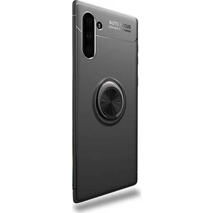 Tekno Grup Samsung Galaxy Note 10 Kılıf Ultra Korumalı Yüzüklü Manyetik Ravel Silikon Siyah + Tam Kaplayan 6D Polimer Nano Ekran Koruyucu