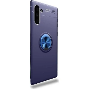 Tekno Grup Samsung Galaxy Note 10 Kılıf Ultra Korumalı Yüzüklü Manyetik Ravel Silikon Lacivert + Tam Kaplayan 6D Polimer Nano Ekran Koruyucu