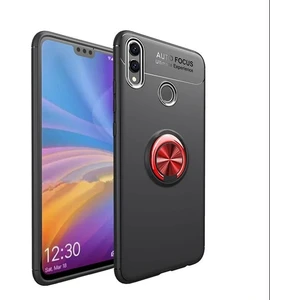 Tekno Grup Honor 8C Kılıf Ultra Korumalı Yüzüklü Manyetik Ravel Silikon Siyah - Kırmızı + Nano Ekran Koruyucu