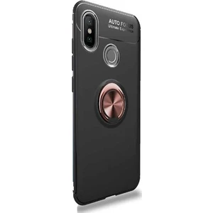 Tekno Grup Xiaomi Mi Max 3 Kılıf Ultra Korumalı Yüzüklü Manyetik Ravel Silikon Siyah - Rose + Nano Ekran Koruyucu