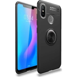 Tekno Grup Xiaomi Mi A2 Lite Kılıf Ultra Korumalı Yüzüklü Manyetik Ravel Silikon Siyah + Nano Ekran Koruyucu