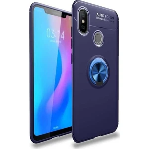 Tekno Grup Xiaomi Mi A2 Lite Kılıf Ultra Korumalı Yüzüklü Manyetik Ravel Silikon Lacivert + Nano Ekran Koruyucu