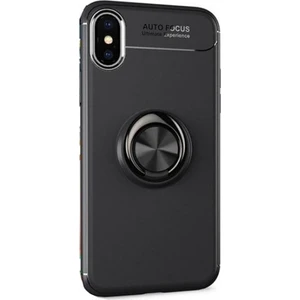 Tekno Grup Apple iPhone X/XS Kılıf Ultra Korumalı Yüzüklü Manyetik Ravel Silikon Siyah + Tam Kaplayan 5D Cam Ekran Koruyucu