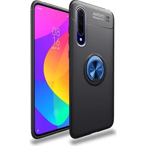Tekno Grup Huawei P Smart Pro 2019 Kılıf Ultra Korumalı Yüzüklü Manyetik Ravel Silikon Siyah - Mavi + Tam Kaplayan 5D Cam Ekran Koruyucu