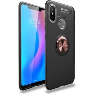 Tekno Grup Xiaomi Redmi Note 7 Kılıf Ultra Korumalı Yüzüklü Manyetik Ravel Silikon Siyah - Rose + Tam Kaplayan 5D Cam Ekran Koruyucu