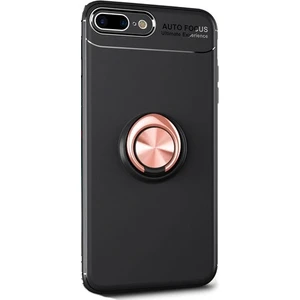 Tekno Grup Apple iPhone 7/8 Kılıf Ultra Korumalı Yüzüklü Manyetik Ravel Silikon Siyah - Rose + Tam Kaplayan 6D Nano Ekran Koruyucu