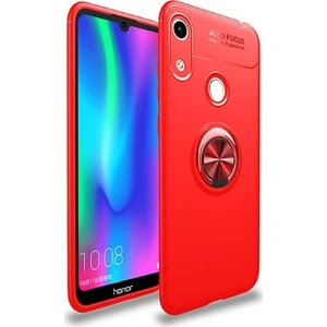 Tekno Grup Huawei Y6S 2019 Kılıf Ultra Korumalı Yüzüklü Manyetik Ravel Silikon Kırmızı + Tam Kaplayan 6D Nano Ekran Koruyucu