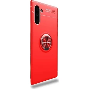 Tekno Grup Samsung Galaxy Note 10 Kılıf Ultra Korumalı Yüzüklü Manyetik Ravel Silikon Kırmızı + Full Body 360 Ekran Koruyucu  Ön Arka