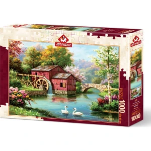Art Puzzle 1000 Parça Kırmızı Eski Değirmen – Zor Seviye, 2 mm Mavi Karton ve Monoblok Kesimli Desenli Yapboz