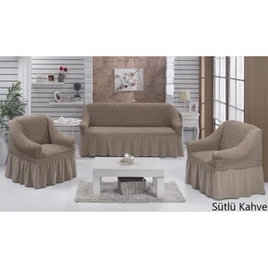 Karna Home 3+1+1 Pamuklu Koltuk Örtüsü Takımı Sahra Beji
