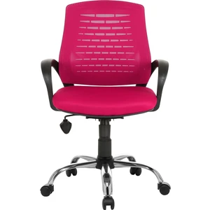 Sers Mobilya Pembe Fileli Krom Ayak Çalışma Koltuğu / Döner Koltuk