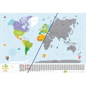 Scratch Map Kids Eyaletli Kazınabilir Eğitici Öğretici Çocuk Dünya Haritası En Büyük Boy 70 × 100 cm