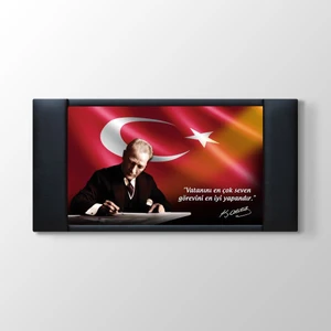 - Atatürk Makan Panosu - Vatanını En Çok Seven Görevini En Iyi Yapandır - 100X55CM