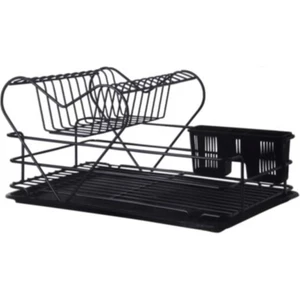 KB011 48x22x33cm Siyah Krom 2 Katlı Kalpli Bulaşık Sepeti 16994