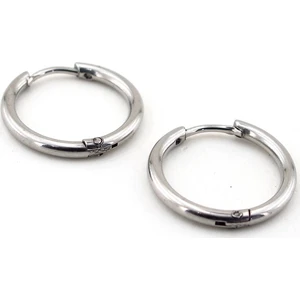 Gümüş Renkli Yuvarlak Hatlı Ince Halka Çelik Erkek Küpe E723