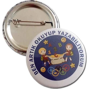 Hediye Panayırı Artık Okuyup Yazıyorum Rozeti Mavi 20'li
