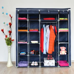 Easy Xtra Çift Yandan Raflı Çelik Profilli Bez Dolap Lacivert