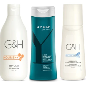 G&h Nourish Duş Jeli + Hymm 2'si Bir Arada Saç ve Vücut Şampuanı + Terlemeye Karşı Koku Giderici Roll-On