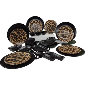 24 Parça 6 Kişilik Kahvaltı Takımı Leopar Desenli