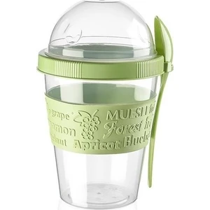 Go Yoğurt Kabı Kaşıklı Plastik Yeşil 600 ml