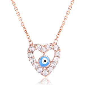 Coşar Silver Zirkon Taşlı Pırlanta Montür Mineli Kalp Rose Kaplama Gümüş Kolye