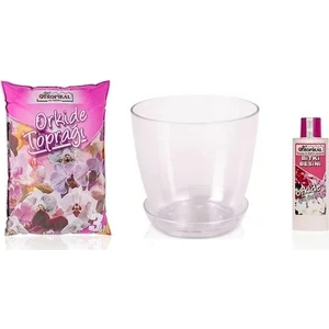 Çiçek Sarayı Orkide Bakım Kiti  Toprağı + Şeffaf Saksı + Besini