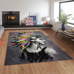 Dekoratif Özel Tasarım Kaymaz Taban Yıkanabilir Halı 80 x 120 cm