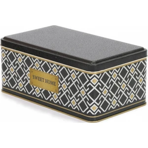 Sultan Desenli Dikdörtgen Çok Amaçlı Metal Erzak Saklama Kabı 3.6 lt - Siyah