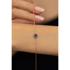 Safir Taşlı Rose Kaplama Gümüş İtalyan Bileklik