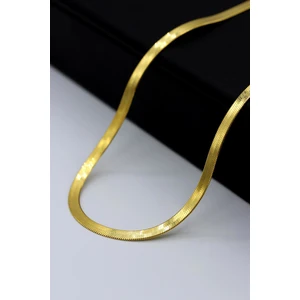 Akyüz Gümüş Italyan Yassı Zincir Altın Yaldızlı Gümüş Kolye 194