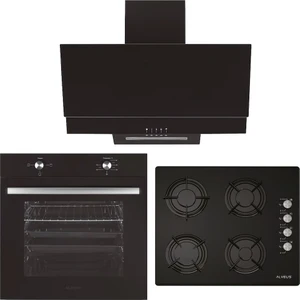 Siyah Cam Ankastre Set 3 (ALV F17 PB + ALV GLS 640 + ALV MFA 604 F)