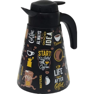 161704-006 Konik Desenli Cam Termos 1.2 lt Coffe