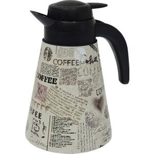 161704-008 Konik Desenli Cam Termos 1.2 lt Coffee