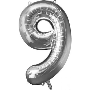 Folyo Gümüş Renk 9 Rakam Balon 100 cm