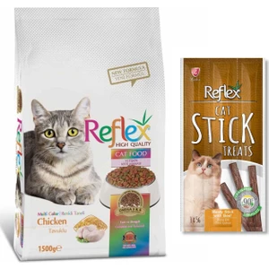 Multicolor Tavuklu Yetişkin Kedi Maması 1,5 kg + Reflex Stick
