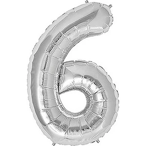 Folyo Balon 100 cm 40'' Gümüş Renk Rakam 6