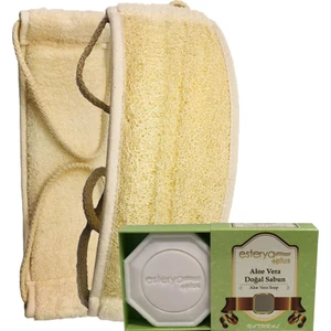 İpek Naturel Kabak Lifi Kese Uzun Sırt Tipi Ipli + Aloe Vera Karşıtı Banyo Sabunu