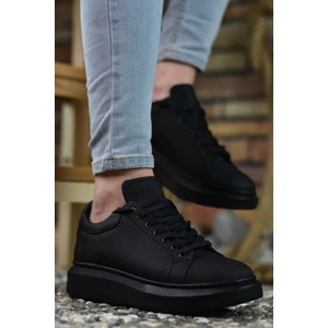 3D Baskılı Siyah Siyah Erkek Sneaker