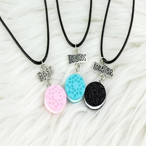 AlpCollection Renkli Makaron Best Friends Bff 3'lü Suni Deri İpli Kolye