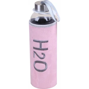 600 ml Polar Kılıflı Cam Su Matarası Su Şişesi Pembe
