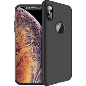 Apple iPhone XS Max 6.5 Kılıf Zore 360 Tam Koruma 3 Parça Ays Kapak Siyah