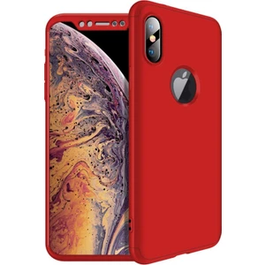 Apple iPhone XS Max 6.5 Kılıf Zore 360 Tam Koruma 3 Parça Ays Kapak Kırmızı
