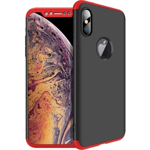 Apple iPhone XS Max 6.5 Kılıf Zore 360 Tam Koruma 3 Parça Ays Kapak Siyah - Kırmızı
