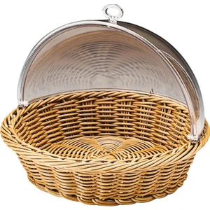 Polikarbon Rolltop Kapaklı Ekmek Sepeti Fanus 41X11 cm