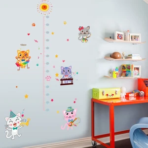 Crystal Kids Çocuk Odası Dekoru Boy ve Gelişim Ölçer Sevimli Kediler Pvc Duvar Sticker
