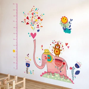 Crystal Kids Çocuk Odası Dekoru Boy ve Gelişim Ölçen Pembe Fil Duvar Sticker