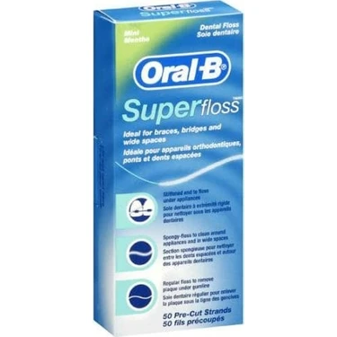 Oral-B Super Floss Diş İpi 50 Adet Ağız ve Diş Bakımı için Etkili Süper Diş