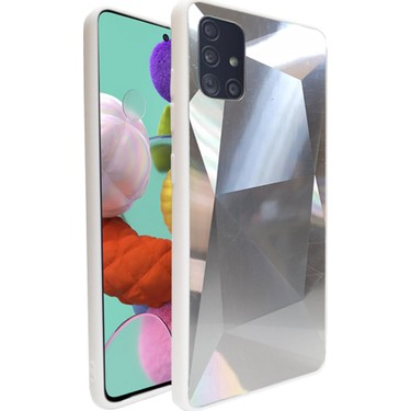 Coverzone Samsung Galaxy A51 Kilif Elmas Kesim Mirror Beyaz Fiyati