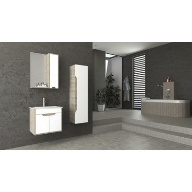 Netdeko Atina 60 Cm Banyo Dolabi Rustik Beyaz Boy Dolabi Fiyati